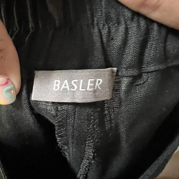 Basler Women's M Black Cropped Pants Linen Pull-On Wide Leg Stretch Waist 29x26 - Picture 8 of 12